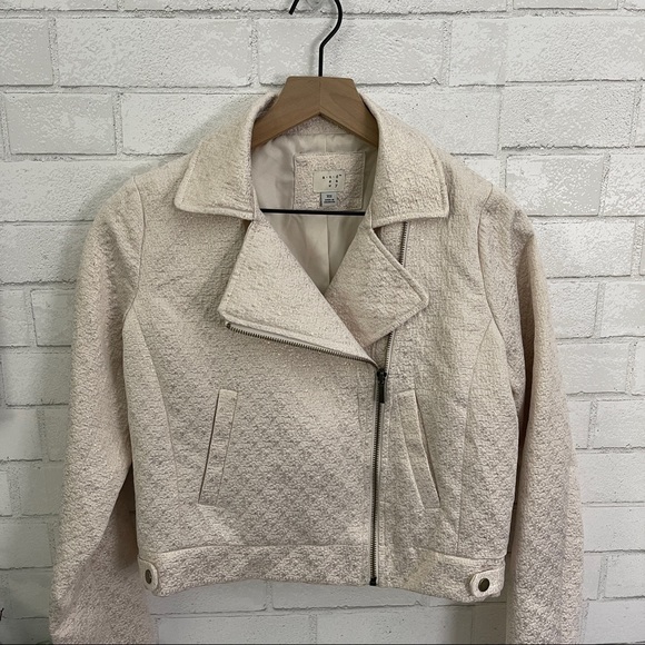 A NEW DAY Cream & Gold Shimmer Moto Jacket Blazer - Picture 2 of 10